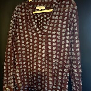 Loft Maroon Polka Dot Blouse